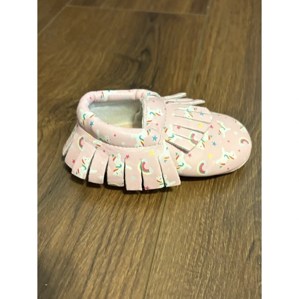 Unicorn Dreams Pink Unicorn Rainbow Moccasin Baby Shoes US 4 12-18 Months